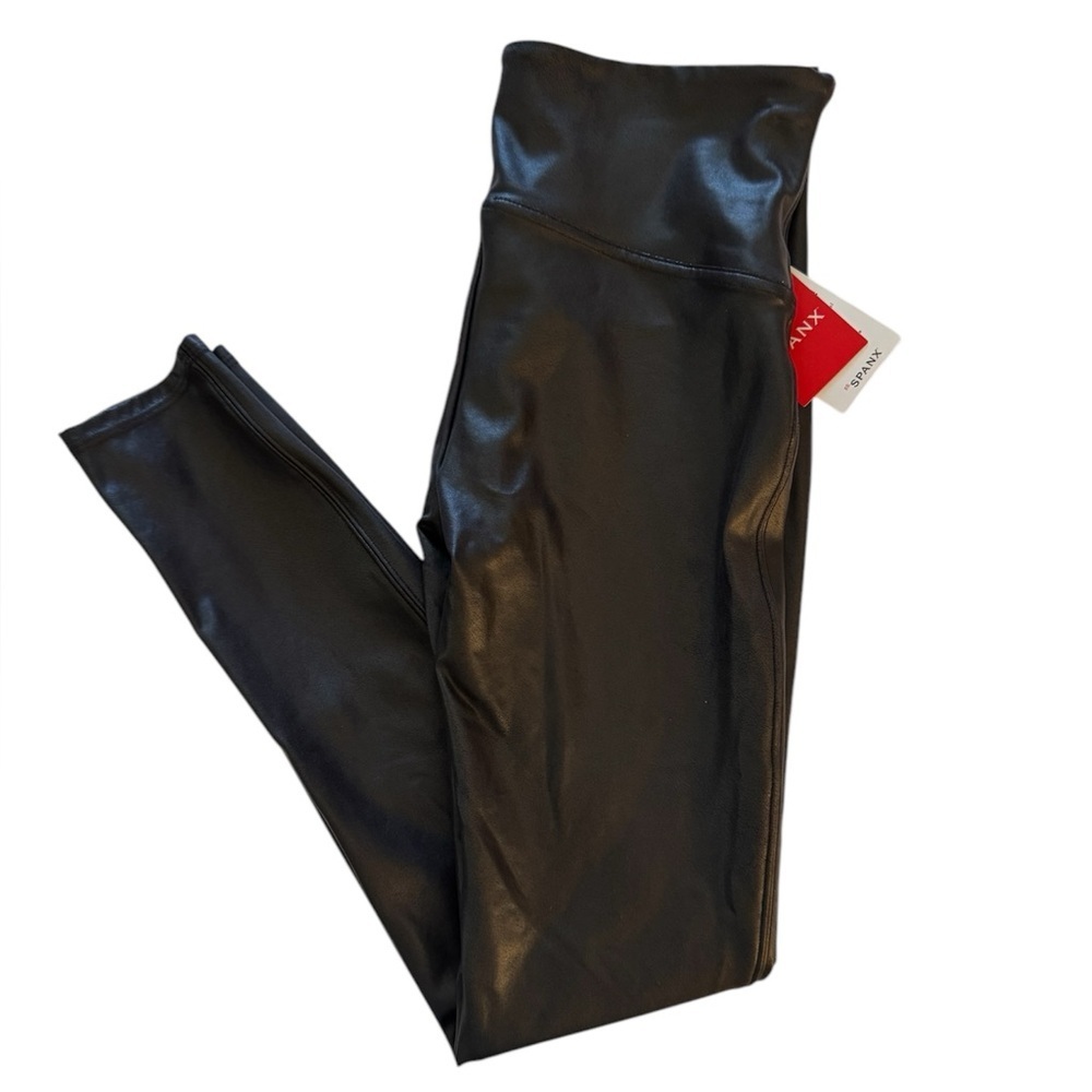 SPANX Faux Leather Leggings Black Size Large - Picture 11 of 12